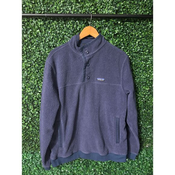 Mens Patagonia Blue Shearling Deep Pile Pullover Soft Sz Large - Picture 1 of 3